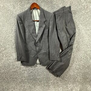 Nino Cerruti Rue Royale Grey Pinstripe 100% Wool 2 Piece Suit Mens Blazer Pants